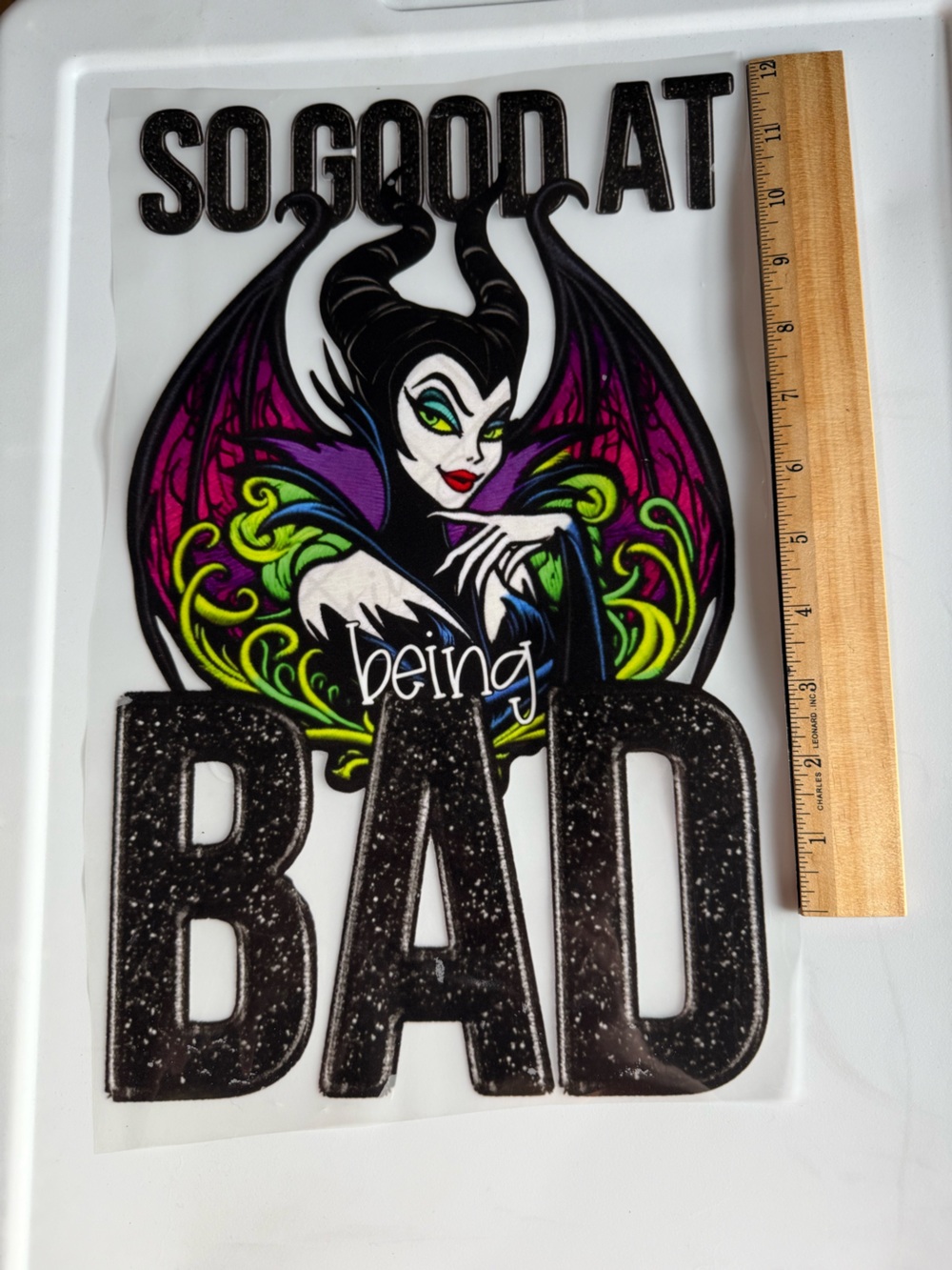 Maleficent 'So Good At Being Bad' Black iron on transfer